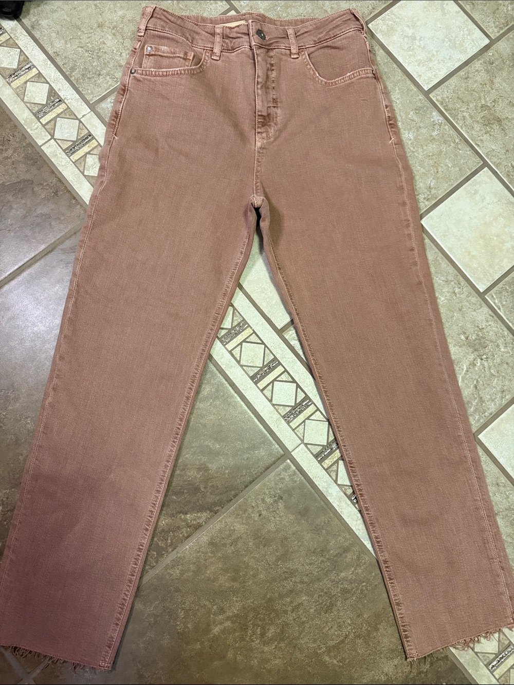 Anthropology Pilcro High-Rise Straight Jeans in Mauve